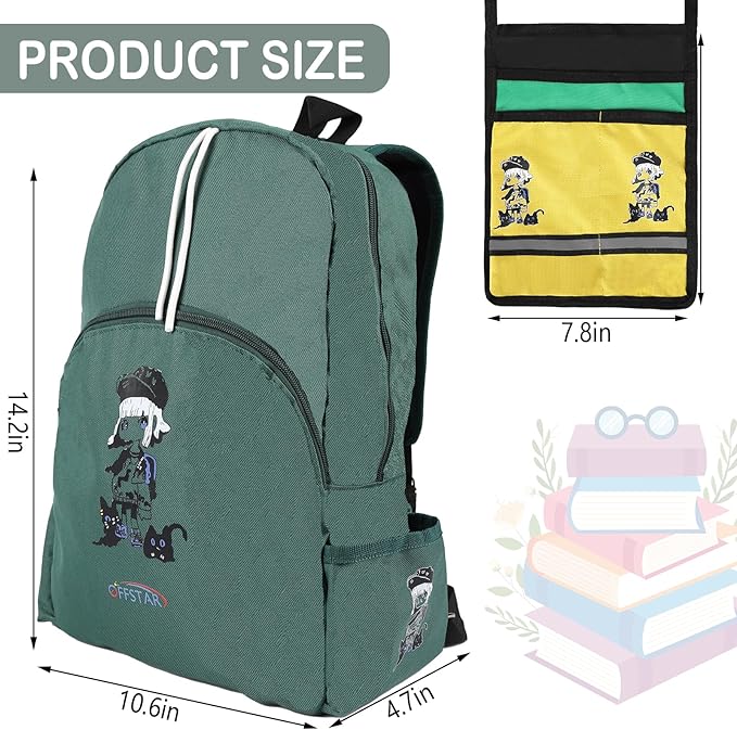 Offstar Travel Backpack, Leisure Backpack, Simple Cute Backpack, Anime Theme Bag, Sports Backpack, Suitable for Lighter Days or Weekend Outings, Military Green