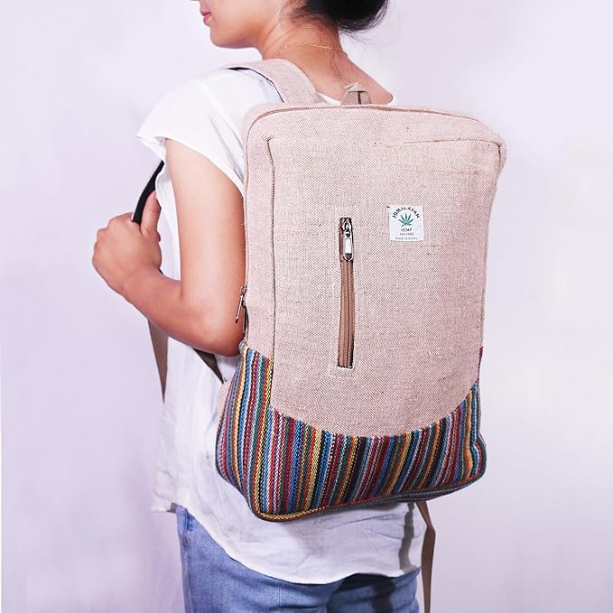 Anitya Hemp Backpack, Multi-Functional Pockets, Eco-Friendly, Unisex, Hiking Daypack, Durable Rucksack (AHLB011)