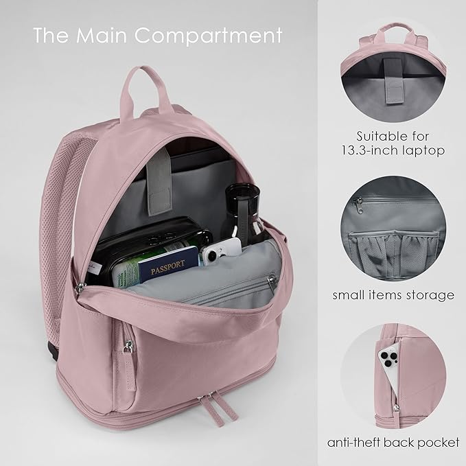 Gym Backpack for Women Men, Lightweight Gym Bag with Shoe Compartment, Waterproof Workout Backpack with Wet Pocket