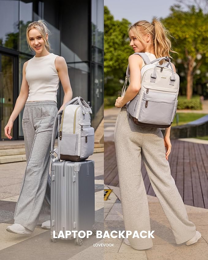 LOVEVOOK Travel Laptop Backpack Women, 15.6 Inch Anti-theft Laptop Bag with USB Port, Fashion Waterproof Computer Backpacks Teacher Nurse Backpack Purse for College School Work