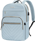 VANKEAN 15.6 Inch Laptop Backpack for Women Work Laptop Bag Fashion with USB Port, Waterproof Backpacks Stylish Travel Bags Casual Daypacks for College, Business, Light Blue