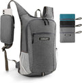 Small Hiking Backpack with Detachable Front Phone Holder, Foldable Packable Back pack with Chest and Waist Strap, Lightweight Daypack for Women Men (Gray, 15L)