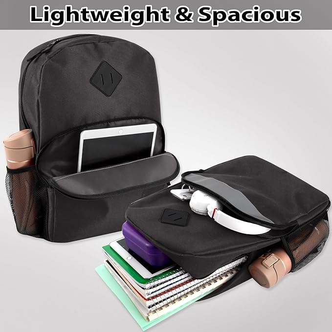 Trail maker Reflective School Backpack for Kids | Colorful Backpack with Adjustable Straps, Side Water Bottle Pockets (Black)