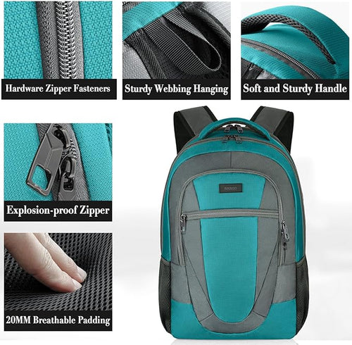 BIKROD Teal Backpack for Woman and Men, Travel Laptop School Backpack for Teens, Waterproof College Back Pack for 17.3 IN Laptop Backpack, Adult Business Computer Travel Backpack,