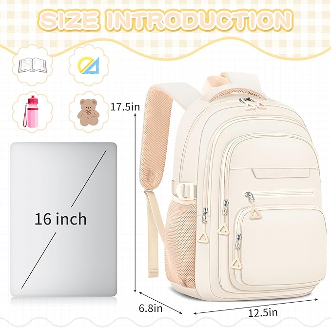 Cute Backpack for School Girls Aesthetic Backpack Women College Bookbag Large Students Laptop Bag Travel Casual Daypack