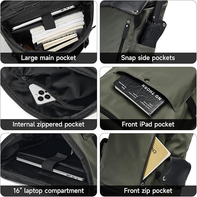 Vintage Travel Backpack For Men Fit 15.6 inch Laptop Waterproof Large Work College Smooth Zipper Backpack