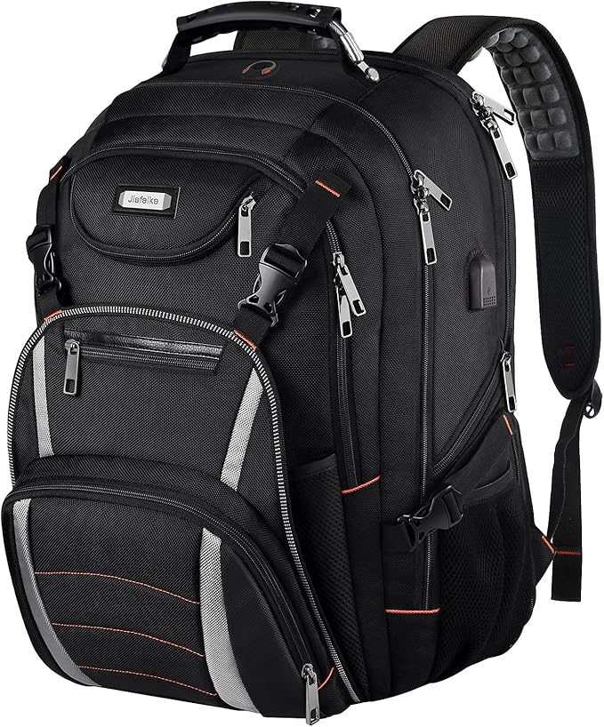 Jiefeike Travel Laptop Backpack, Extra Large Bookbag for Men Women,Basketball Backpack with USB Charging Port RFID Anti Theft TSA Approved College Student Waterproof Bag Fits 17 Inch Computer Notebook