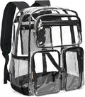 Vorspack Clear Backpack Heavy Duty - Extra Large Clear Bookbag Transparent See Through Backpacks for College Work Festival - Black