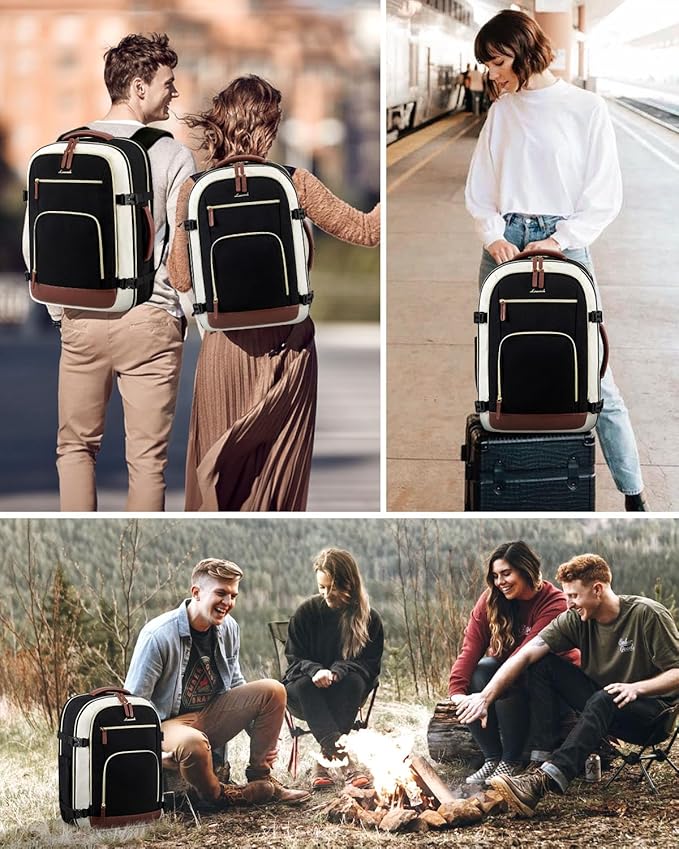 LOVEVOOK Carry On Travel Backpack For Women, 50L TSA Personal Item Backpack Flight Approved, Travel Bag for Airplanes Fit 18 Inch Laptop, Business Weekender Overnight Waterproof Daypack with 3 Cubes
