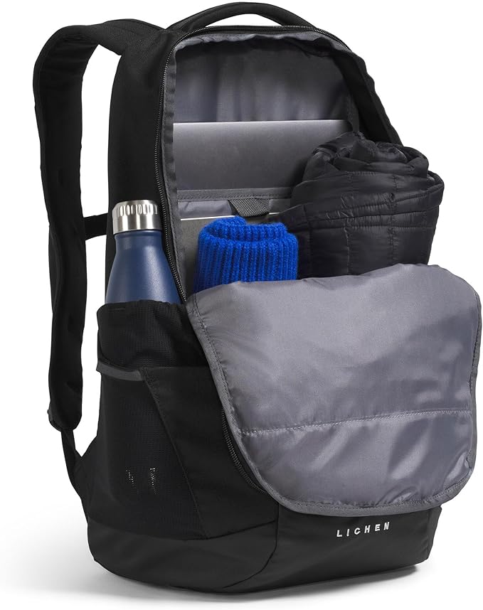 The North Face Lichen Daypack - Everyday Commuter Backpack, Laptop Sleeve, Water Bottle Pockets, Center Front Pouch, TNF Black/TNF White, One Size