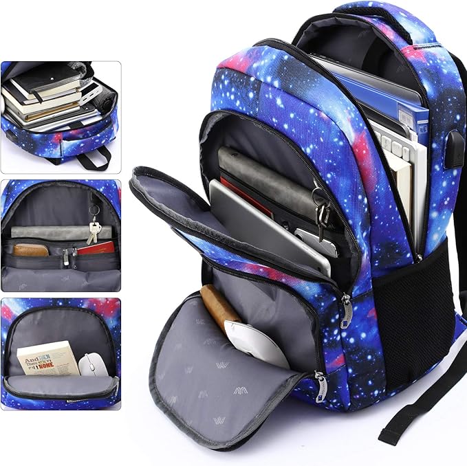 YAMTION School Backpack for Teen Boys,Bookbag for High School College Backpack with USB,Star
