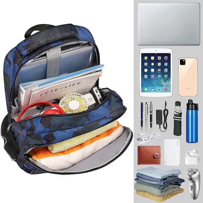 Jiefeike Laptop Backpack for Men, Large Travel Backpack TSA Friendly Anti Theft Backpacks with USB Charging Port, Water-Resistant Bag Daypack for Work, 17.3inch Approved Computer Bookbag & Notebook
