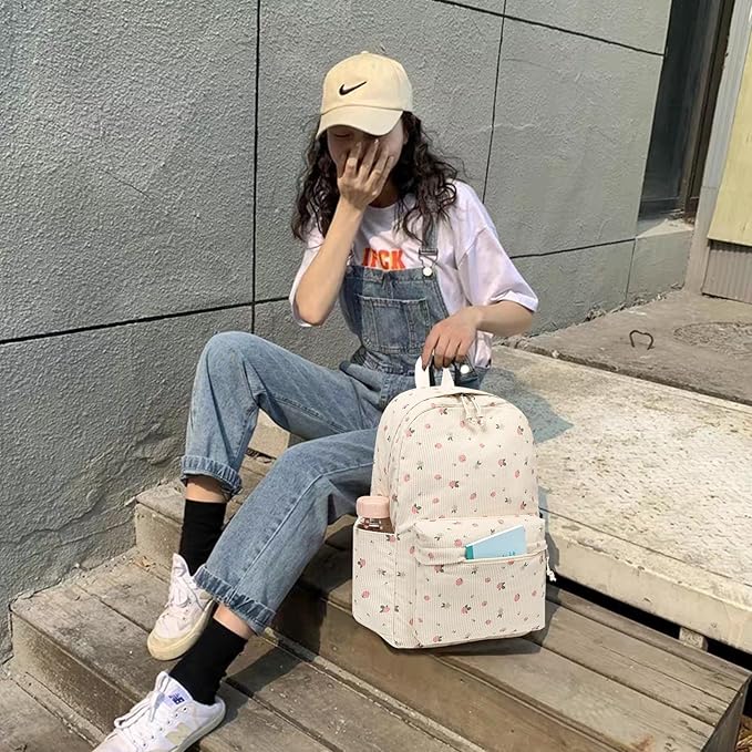 BTOOP School Backpack for Teens Large Corduroy Bookbag Lightweight 15.6 inch Laptop Bag for Girls Women Casual High School College