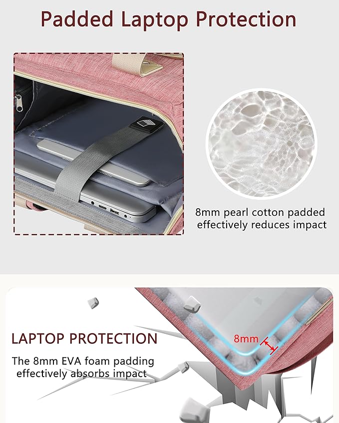 FALANKO Backpack for Women,Wide Open Work Large USB Charging Port Student Bookbag for 15.6 Inch Laptop,Doctor Teacher Nurse College School Travel Bag,Water Resistant Laptop Bookbag Computer Back Pack