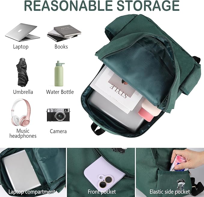 Offstar Travel Backpack, Leisure Backpack, Simple Cute Backpack, Anime Theme Bag, Sports Backpack, Suitable for Lighter Days or Weekend Outings, Military Green