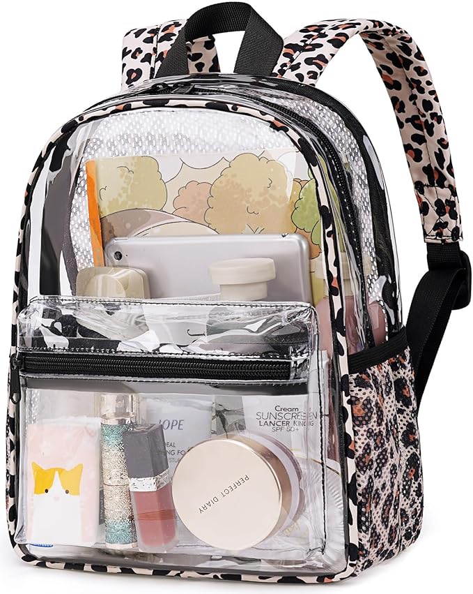 BTOOP Clear Mini Backpack for Stadium Events 12x12x6 Small Transparent Backpacks Plastic See Through Clear Bag for Concerts Work Festival Security Travel