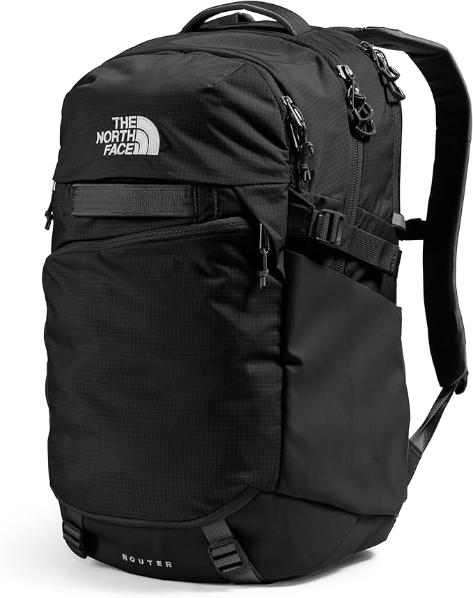 The North Face Router Everyday Laptop Backpack - Daypack, Water Repellent, Laptop Sleeve, Reflective Details, TNF Black/TNF Black-NPF, One Size