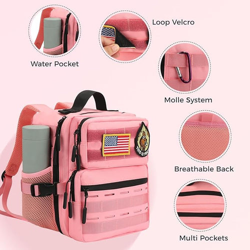 9L Mini Tactical Molle Backpack 9L Small Gym Bag Small Military Assault EDC Backpack for Men Women With Fishing,Hiking,Camping,Traveling,Yoga,Work(Pink)