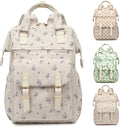 Corduroy Laptop Backpack for Women 15.6 Inch Stylish College School Bookbag, Business Work & Travel Computer Backpacks (Floral Purple)