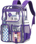 Clear Backpack for School,Heavy Duty PVC Transparent Bookbag for Girls Stadium Approved See Through Backpack