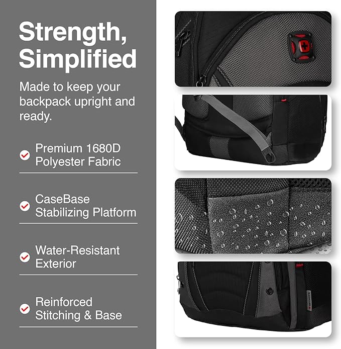Wenger Synergy Laptop Backpack, Fits 16 Inch Laptop, Men's and Women's Laptop Bag, Black/Grey