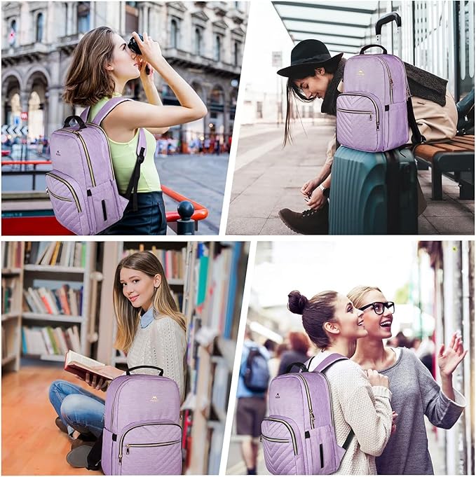MATEIN 17 Inch Laptop Backpack, Womens Travel Laptop Backpack, Large Water Resistant College Teacher Nurse Work Bag Lightweight Daypack Computer Bagpack, Light Purple