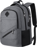 School Laptop Backpack for Women Men: 15.6 Inch College High School Backpacks with USB Charging Port Waterproof Travel Back Pack with Anti-theft Pockets Casual Work Daypack for Boys Students (Gray)