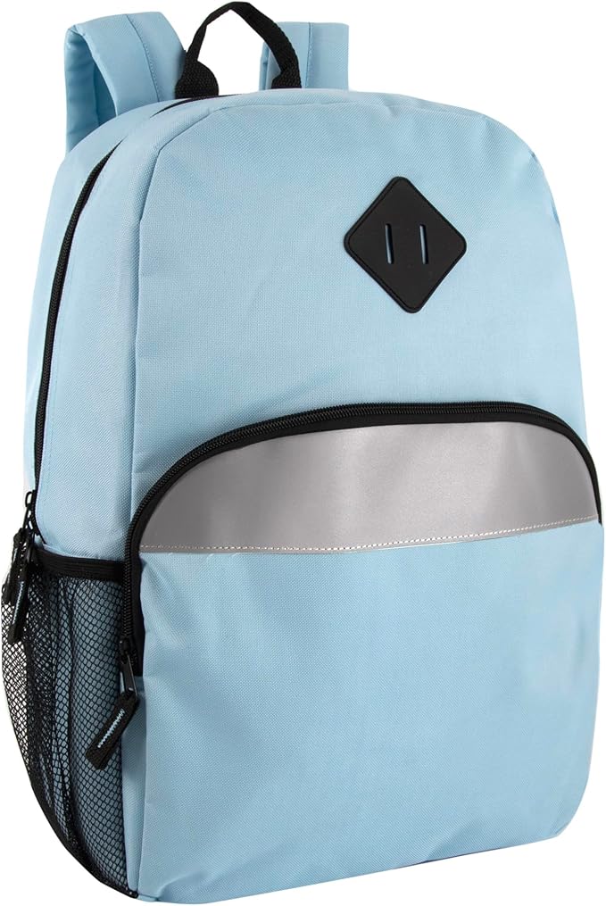 Trail maker Reflective School Backpack for Kids | Colorful Backpack with Adjustable Straps, Side Water Bottle Pockets (Blue)