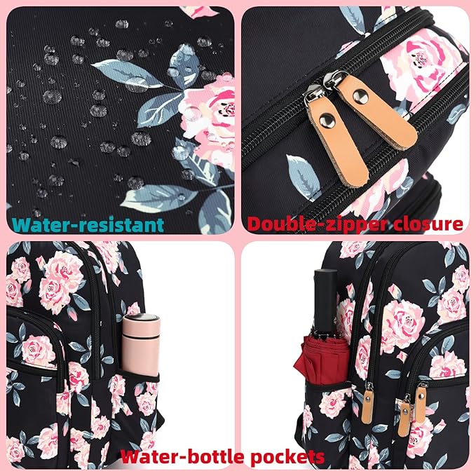 Leaper Water-resistant Floral Laptop Backpack School Travel Bag Bookbags Satchel