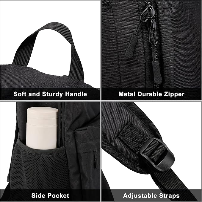 School Backpack Teen Boys and Girls, Classical Basic Black Backpack, 15.6 Inch Laptop Bookbag for Women Men, and College High School