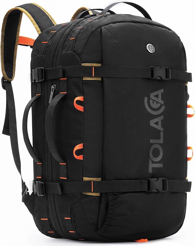 Tolaccea Travel Backpack for Men Women, 40L-50L Carry On Backpack with Wet Dry Compartment, TSA Approved Laptop Daypack Fits 15.6", Convertible Expandable Large Rucksack Duffel Bag for Work Travel