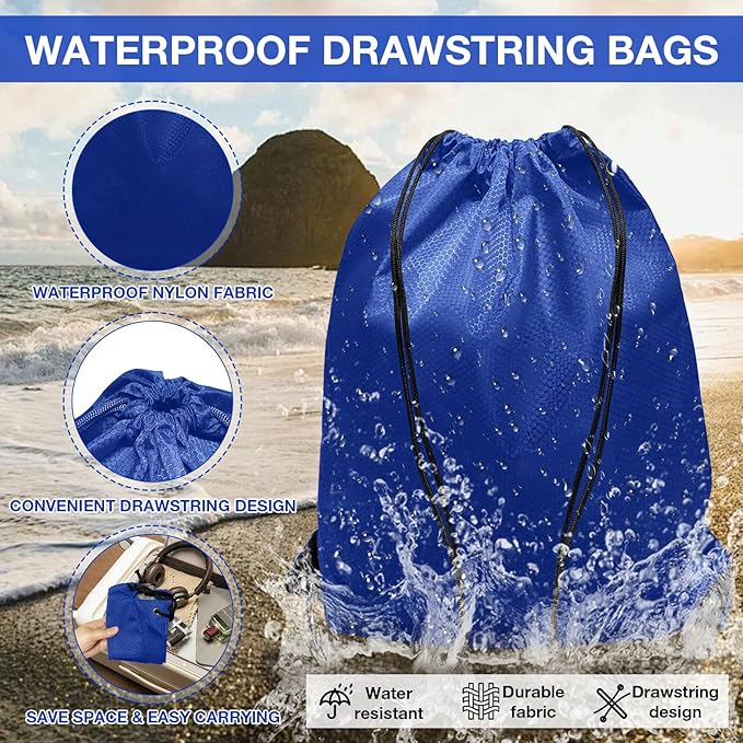 HIIXHC 2-Pack Blue Drawstring Backpacks, Cinch Bag, Lightweight & Washable Sackpack, Perfect for Gym, Sports, Travel - Men & Women,X-Large 22.4"x17.5"