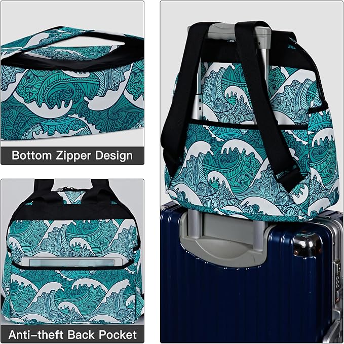Women’s Backpack Purse Medium Size with Trolley Sleeve, Adjustable Strap/Top Handle, Water Resistant Travel Daypack, Tide Blue