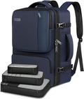 Vancropak Personal Item Backpack for Airlines, Expandable Travel Backpack with 3 Packing Cubes, TSA Flight Approved Carry on Travel Bag, Large Water Resistant Luggage Suitcase bag for Men Women, Blue