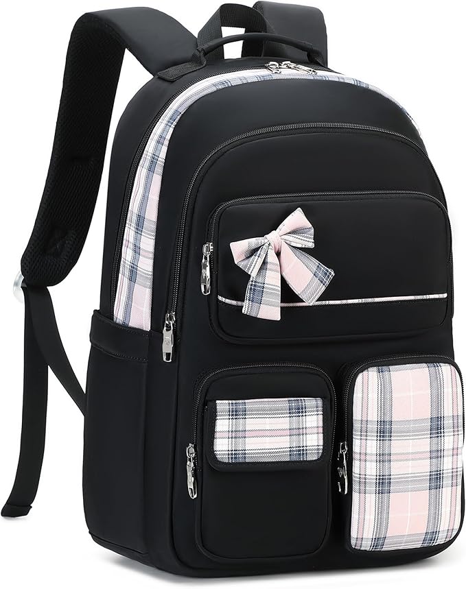 Backpack for Girls,School Backpacks for Teen,Cute College Bags for Women Students Large Bookbag 15.6 Inch Laptop Bag Back Pack Kids Kindergarten Elementary Casual Travel Daypacks Black