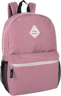Large School Backpacks with Mesh Side Pockets – Classic 19 Inch Solid Color Backpacks for Kids, Men, Women, Travel (Pink & Blush)