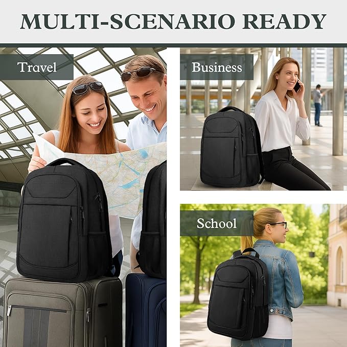 Extra Large Laptop Backpack, 18.4 Inch Travel Backpack, Big Sturdy TSA-Friendly College Computer Bag, Gifts for Men & Women Him Men Women, Black