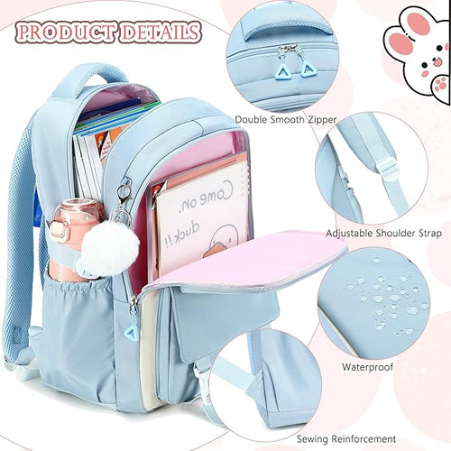 AO ALI VICTORY Backpack for Women Girls Set with Pencil Case 15.6 Inch Laptop School Bag Kids Elementary College Backpacks