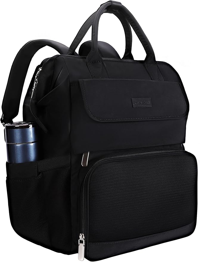 Laptop Backpack for Women & Men. 15.6 Inch Computer Backpack for Work Business, Waterproof Teacher Nurse Bag with Large Capacity, Lightweight College Bookbag Bags, Casual Daypack for Travel Black