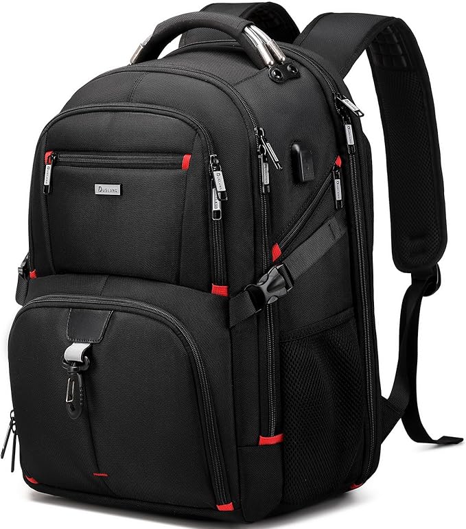DUSLANG 50L Travel Laptop Backpack for Men Women, Extra Large Heavy Duty Big Carry on Backpack for Weekend Airline Approved Fits 17 Inch Computer, Black