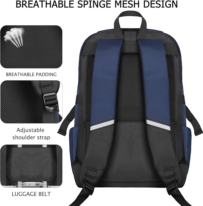 Goloni Airline Approved Travel Backpack 35L - Under Seat Carry On, Water Resistant 15.6 Inch Laptop Compartment for Men Women Work Travel,Blue