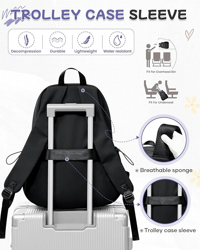 Small Black Backpack for School, High School Book Bag Back Pack for Teens Girls Boys, Lightweight College Backpack Bookbag for Women Men, Simple Casual Daypack Mochilas Escolares para Adolescentes