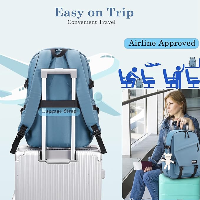 Hidds College Laptop Backpack for Men Women 15.6 Elementary Middle High School Book Bag For Teens Girls Boys Anti Theft Travel Backpacks Waterproof Casual Daypack Large Student Bookbags（Blue Dusk-M）