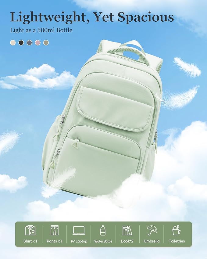 School Backpack for Women Men Cute Backpack for College Students Lightweight High School bag for Teens Girls Boys Waterproof Casual Daypacks Bookbag（MintGreen）
