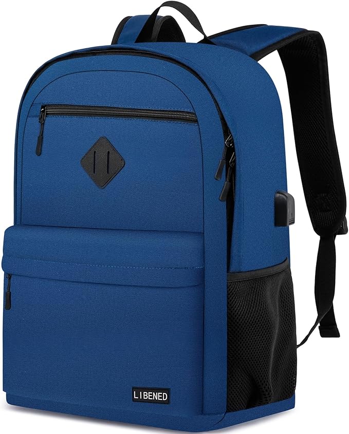 School Backpack for Teen Boys & College Students - 15.6 Inch Large Water Resistant Anti-Theft Laptop Bookbag | High School & College Computer Backpack, Blue