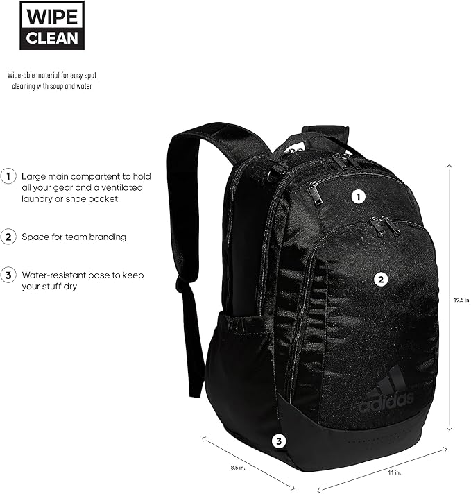 adidas Defender Sports Backpack with Shoe Compartment, Soccer Bag