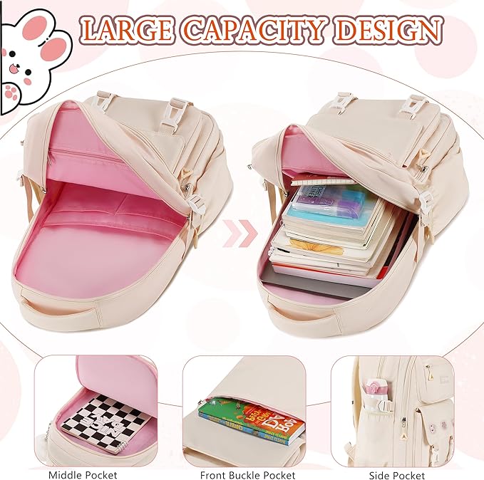 AO ALI VICTORY Backpack for Women Girls Set with Pencil Case 15.6 Inch Laptop School Bag Kids Elementary College Backpacks