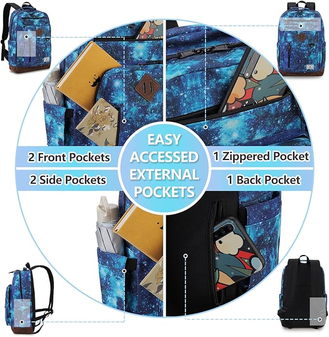 VX VONXURY Backpack for Men Women,Lightweight Bookbag with Mulitiple Pockets,Classical Water Resistant Travel Backpack