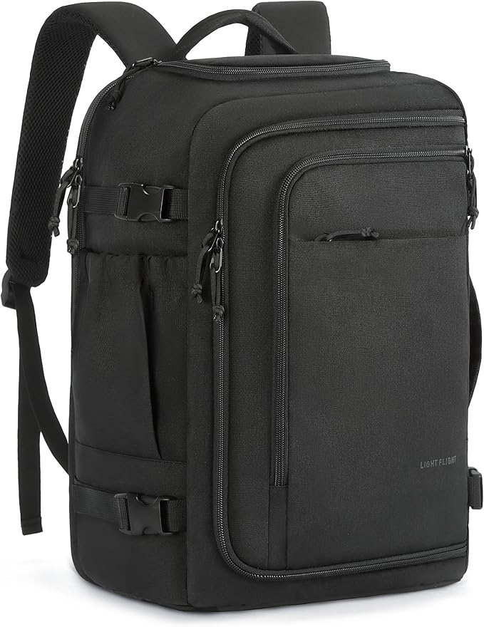 LIGHT FLIGHT Travel Backpack Carry On Flight Approved TSA Friendly Backpack Water-resistant Lightweight Business Large Weekender Bag Casual Daypack 15.6" Laptop Backpack for Men Women,Black
