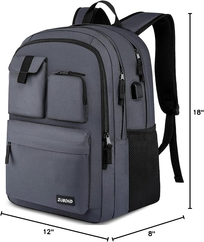 Backpack for Men & Women, Backpacks for School Teen Boys & Girl, Student Bookbag 15.6 inch Laptop Compartment with USB Charging Port for High Middle School, Black Travel Casual Bag
